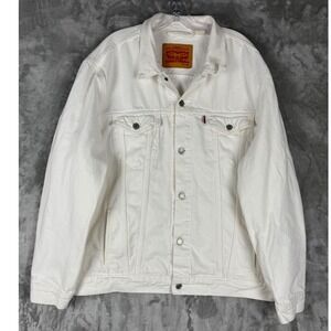 Levi Strauss & Co Mens XXL White Denim Trucker Jacket Original Riveted Clothing